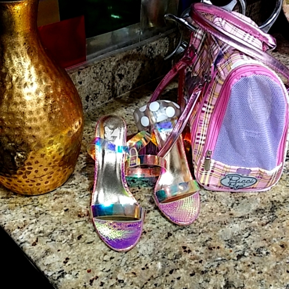 BAOBOO Rainbow Square Heels. Size 6.5. Good Condition. Durable & Stylish